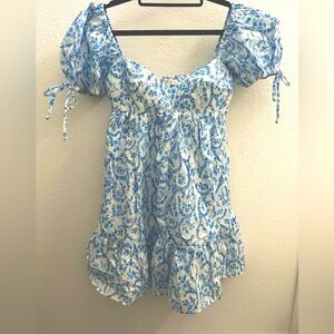 Olivaceous Blue and White Floral Women's Dress